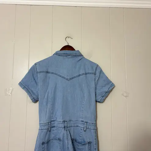 Wisteria Lane Los Angeles Denim Flare Jumpsuit Size L Blue Size L