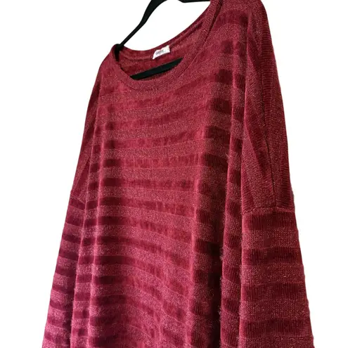 GeeGee Women's Red Sparkle Dolman Sleeve Plus Size Holiday Top Sweater Size 3XL