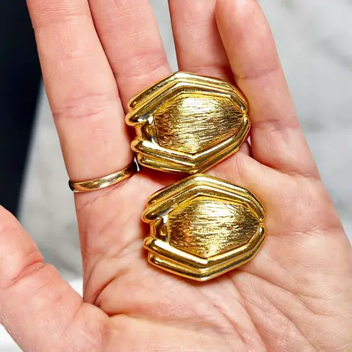 Saint Laurent “YSL” Vintage Gold Large Clip-On Earrings