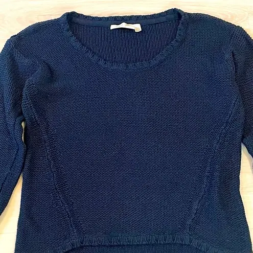 RD Style Retro Suede Elbow Patch Loose Knit Sweater Navy Blue XS EUC