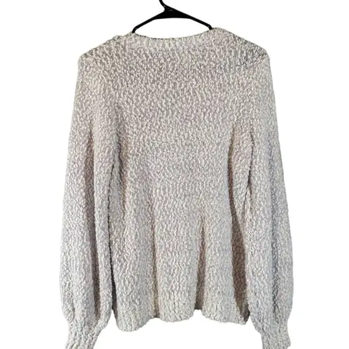 Nine West  Lavender & White Popcorn Textured Long Sleeve Knit Sweater Women Sz M