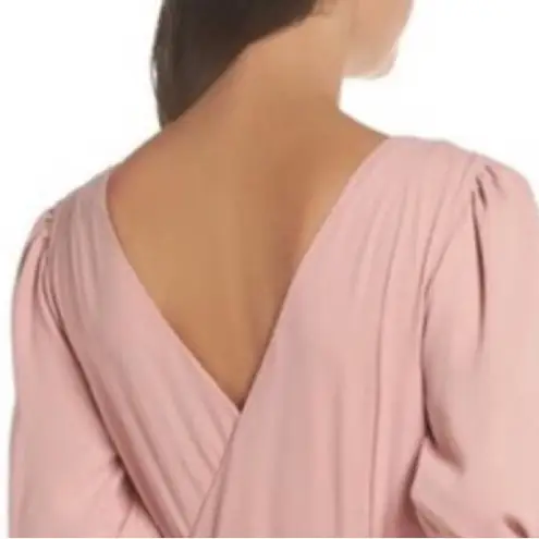 Fame and Partners Georgette Blush Pink V-Neck Wrap Gown Cocktail Dress Size 14