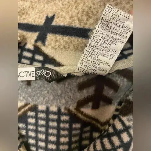 Active Studio Southwestern Snowflake Tribal 1/4 Zip Fleece Jacket Womens Size L Blue Size L