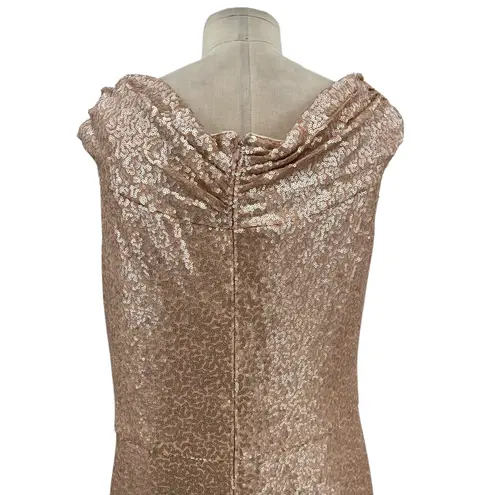 Tadashi Shoji Off-the-Shoulder Sequined Gown Champagne Rose Gold Size XL
