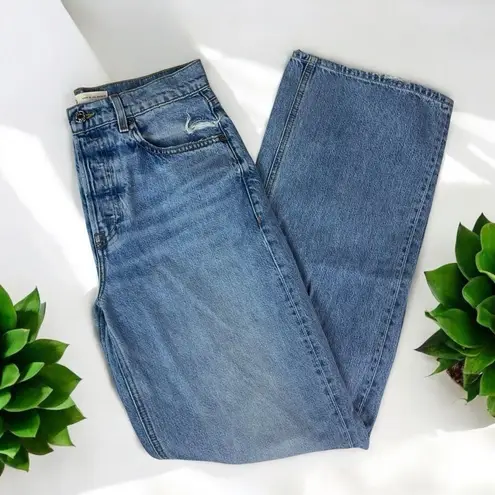 GRLFRND Brooklyn High Rise Loose Straight Jeans in Lost Palms - 28