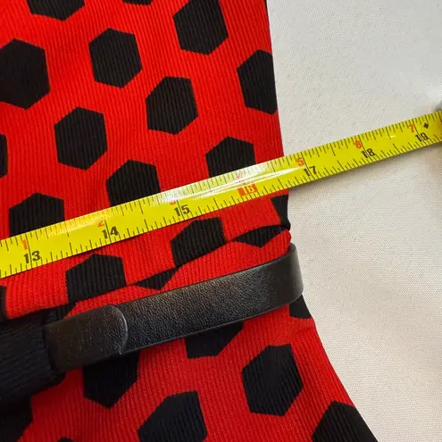 Connected Apparel Red Black Geometric Sleeveless Sheath Dress Women Size 12 #
