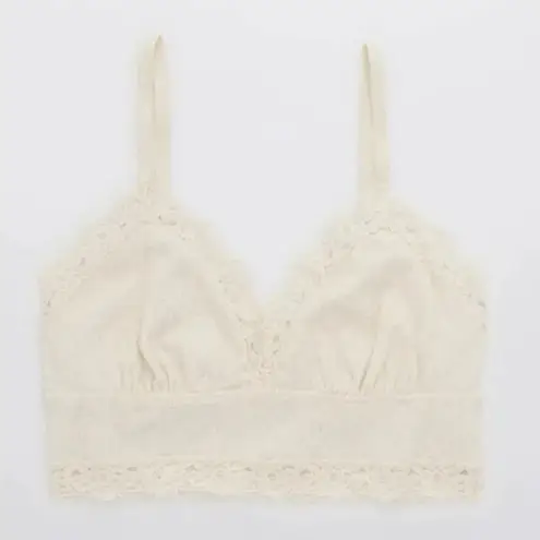 Aerie NWT  Ribbed Eyelash lace Trim Longline Bralette - Size: XL