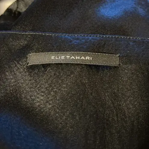 Elie Tahari Silk Beaded Midi Pleated Black Cocktail Party Dress Size 8