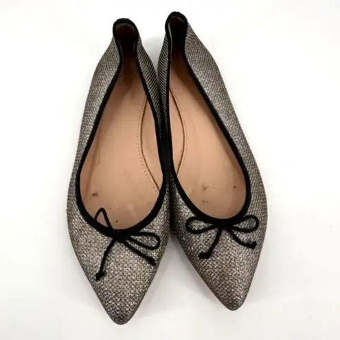 J.Crew Womens Gemma Glitter Ballet Flats Silver Size 7