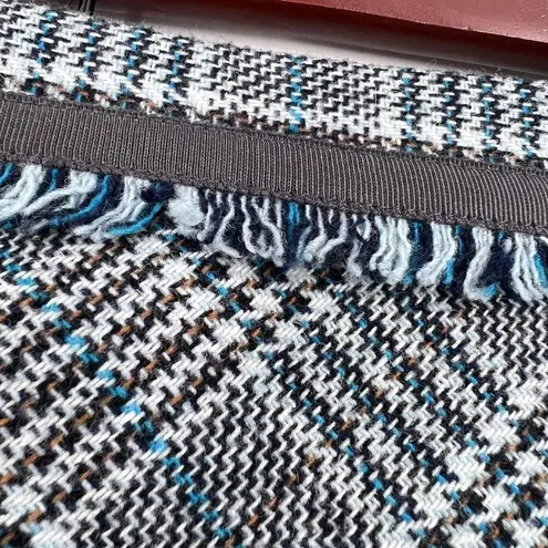 Sigrid Olsen Wool Blend Plaid Fringe Straight Skirt Size 6 Career Office