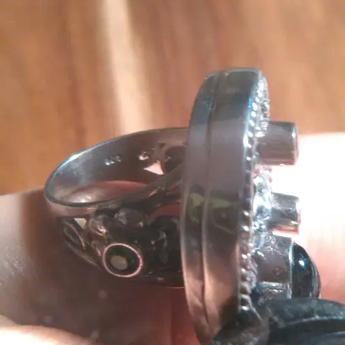 Shungite Multi Gemstone Mother of Pearl Sterling Silver Cocktail Ring (Size 7)