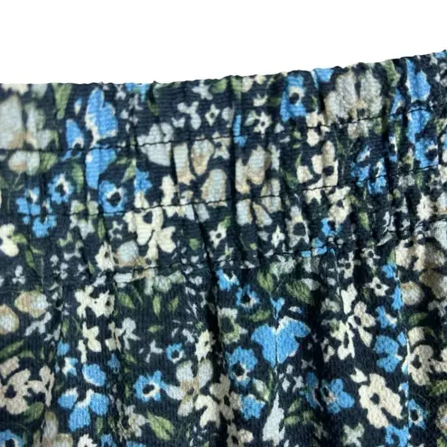 VERO MODA Maxi Skirt Blue Floral Broomstick Boho Tiered A-line Elastic Size M