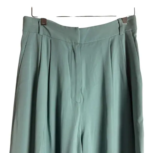 Tibi Seafoam Green Cropped Wide Leg Pleated Flowy Trouser Pants Size 2