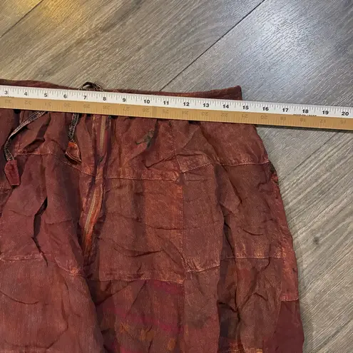 Vintage Creative Clothing Maroon Dark Red Patchwork Skirt Size Medium