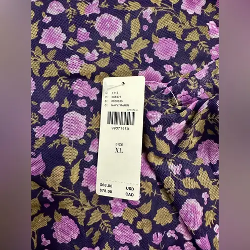 Maeve NWT Anthropologie Mock-Neck Mesh Muscle Top - XL - Navy