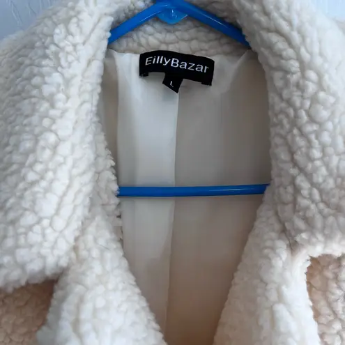 Women's Cream Teddy Coat Faux Sherpa Style Size Large