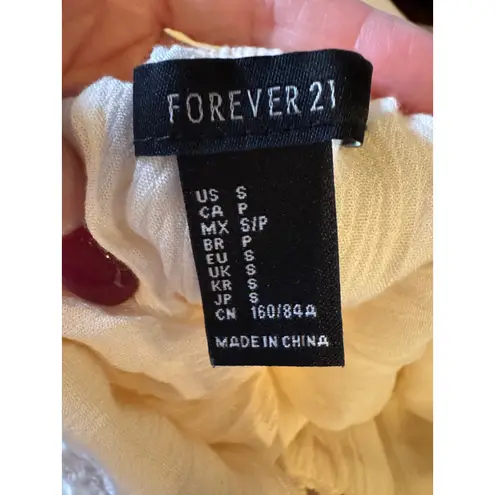 Forever 21  Dress Women Small Ivory Crochet Halter Maxi Boho Festival Cottagecore