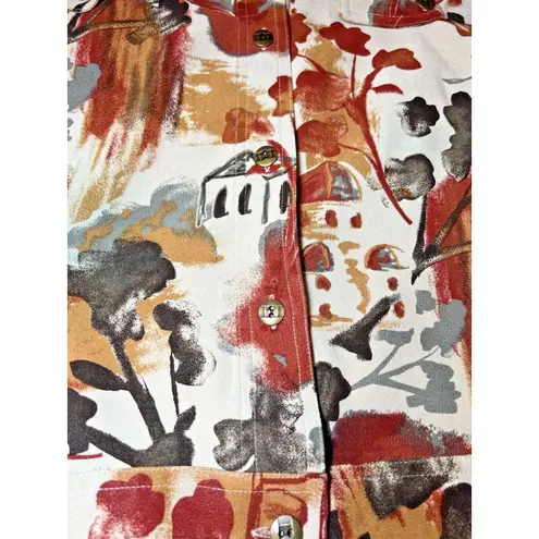 Christopher & Banks Blazer Womens Size Large Tan Multicolor Full Button Stretch