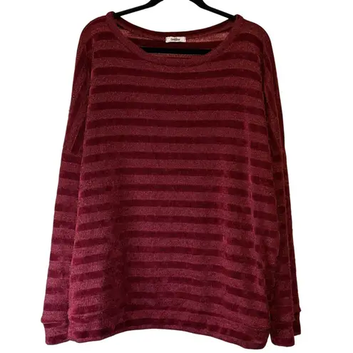 GeeGee Women's Red Sparkle Dolman Sleeve Plus Size Holiday Top Sweater Size 3XL