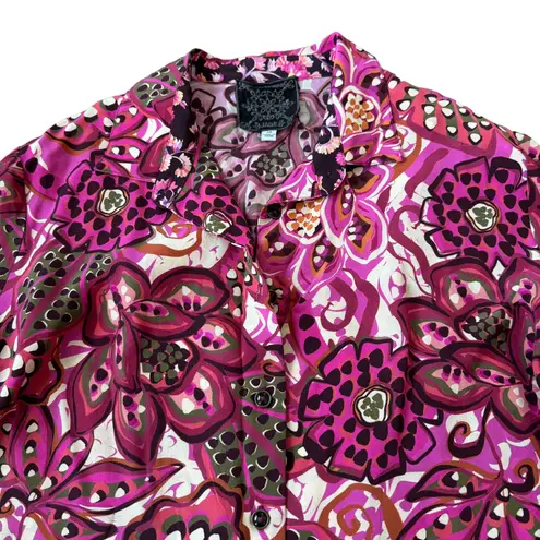 Johnny Was Silk Shirt Pink Floral
