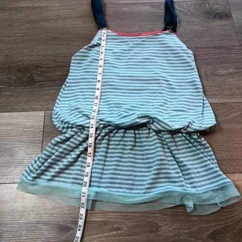 Matilda Jane Good Hart Clear Skies Blue Striped Dropped Waist Tank Top Size S