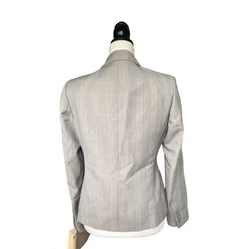 Anne Klein  Women's Gray Wool Blend One-Button Blazer Size 6 Tailored Long Sleeve