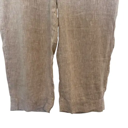 Pure Jill Linen Trapunto Cropped Pull On Pants Light Sable Womens Size Large P Brown