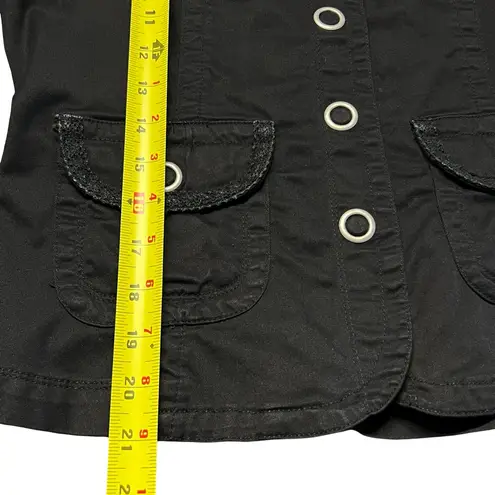 Live a Little Womens Black Military Jacket Size MP Utility Steampunk Y2K