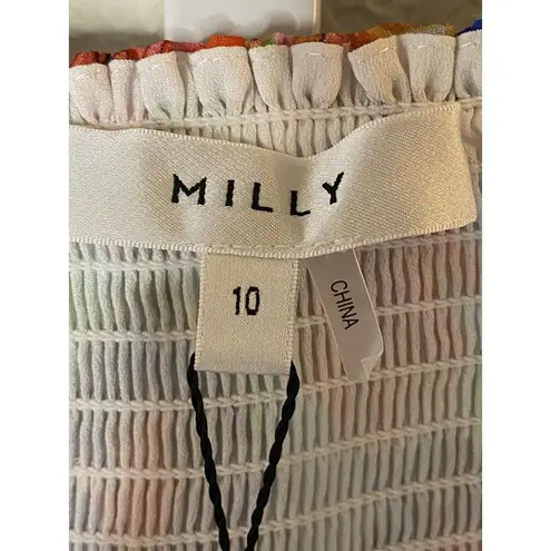 Milly $350 Women's Blue Wyatt Paint Floral Mini Skirt Size 10