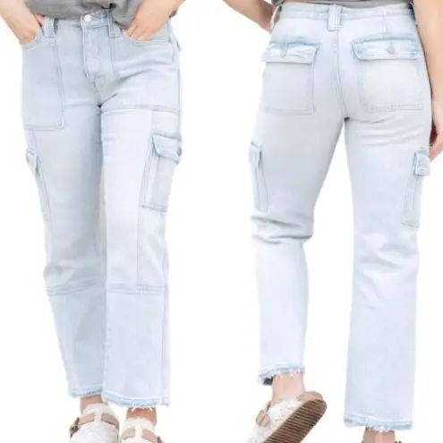Kancan Winston high rise cargo light wash jeans 7/27 Blue
