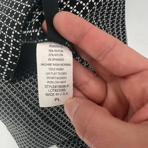 NWT Ashley Blue Stretch Pencil Skirt Black & White Geometric Dot Large Petite