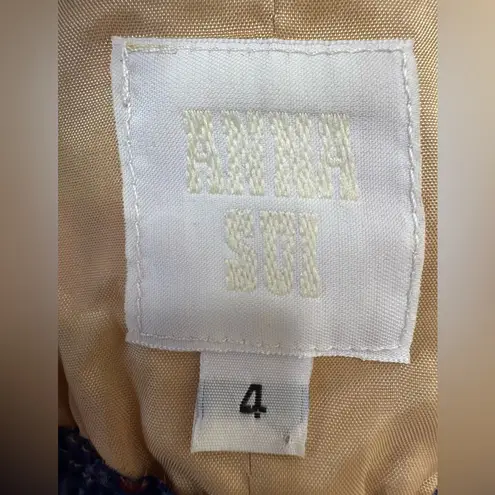 Anna Sui Vintage Y2K 2008 Western Native Boho Asymmetrical Silk Mini Dress sz 4