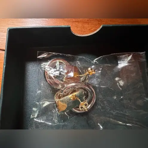 Geometric Dangle Gold and Silver Hoop Earrings NWT