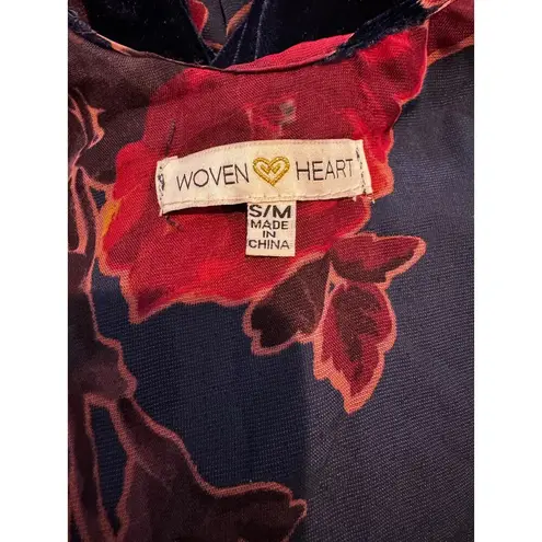 Woven Heart Burnout Velvet Floral Kimono/Duster in Size M/L