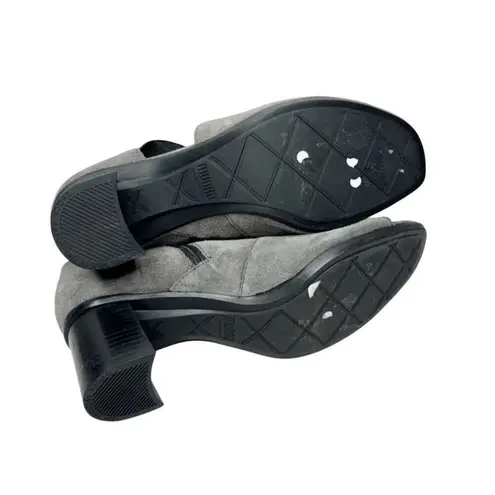 Munro Booties Size 6.5 Suede Sable Ash Gray Open Toe Block Heel