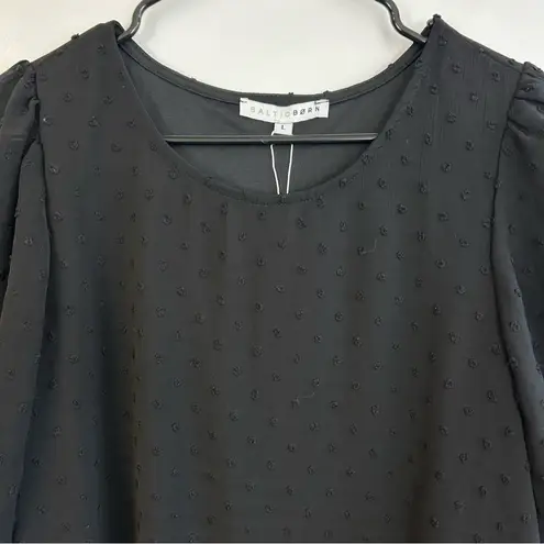 Baltic Born NWT Tawnie Swiss Dot Black Short Puff Sleeve Top Size Large