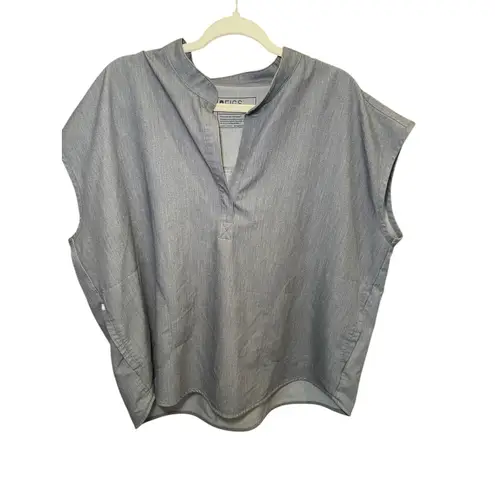 FIGS  Women XXL Rafaela Oversized Scrub‎ Top Graphite Grey V-Neck Collared Neck