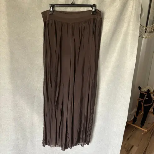 Belle France Brown Gaucho Pants Size M Silk Blend Flowy Boho Size M
