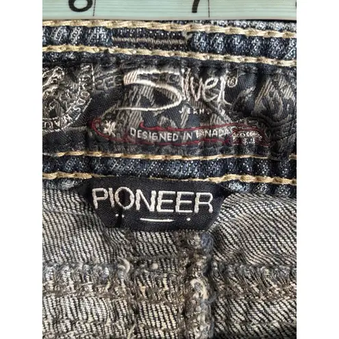 Silver Jeans Pioneer Boot Med Wash Low Rise Embroidery Size 25x31 Logo Boho