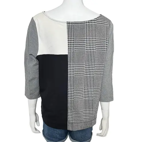 Lane Bryant  Black and White Houndstooth Knit Ponte Sweater Size 14/16