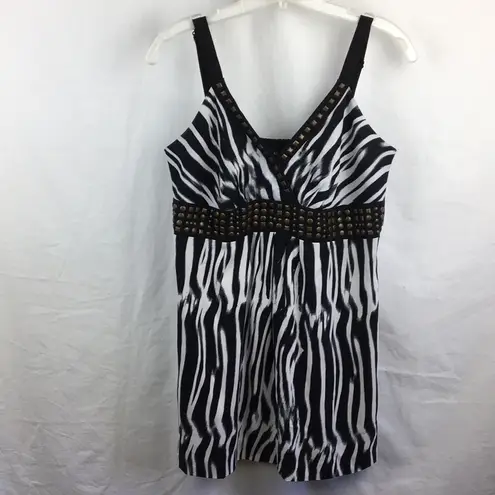 Alfani  Black & White Print Embellished Sleeveless Top 10