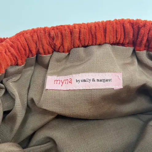 Vtg Myna by Emily & Margaret Orange Corduroy Woven Detail Shoulder Bag Red