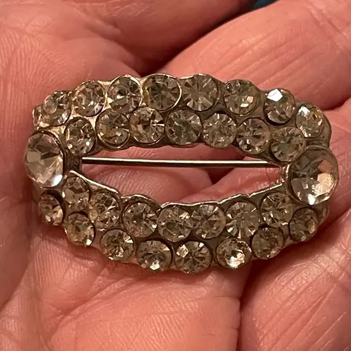 Lot of 2 vintage Pot Metal Rhinestone Brooches