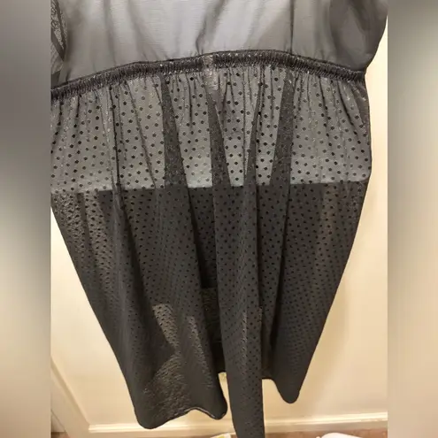 Cacique Sexy Sheer Babydoll Nightie Sz 22/24 Plus Lace Dotted Skirt Black Red