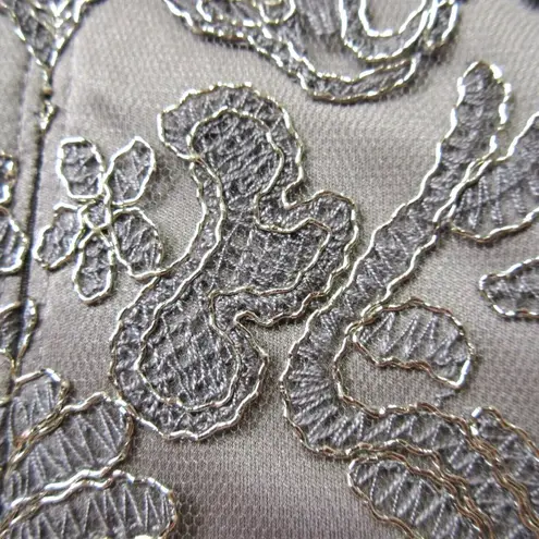 Tadashi Shoji NWT Corded Embroidery Tulle Sheath in Smoke Pearl Dress 14Q