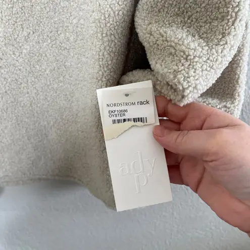 Ady P Womens Faux Sherpa Textured Knit Pullover Sweater beige Small Cabincore