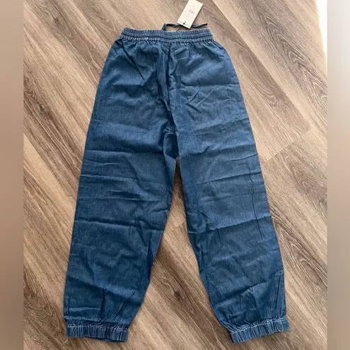 NWT Whistles Light Denim Barrel Pants with Waist tie DENIM Jogger Pants Size 4