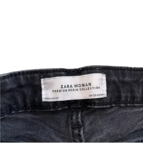 ZARA  Premium Denim Collection Black Skinny Jeans Distressed Style Women’s Size 6