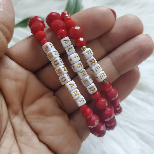 Handcrafted Manifest Statement Beaded Inspiration Bracelet Set