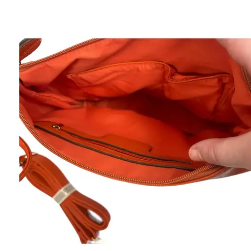Orange Green Shoulder Tote Work Bag With Crossbody Insert